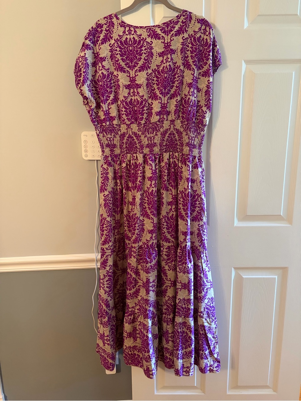Women’s Purple Printed V-Neck Midi Dress NWOT - Picture 7 of 9